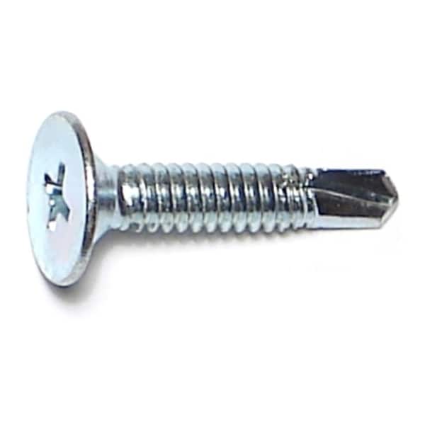 Self-Drilling Screw, #10 x 1 in, Zinc Plated Steel Wafer Head Phillips Drive, 250 PK